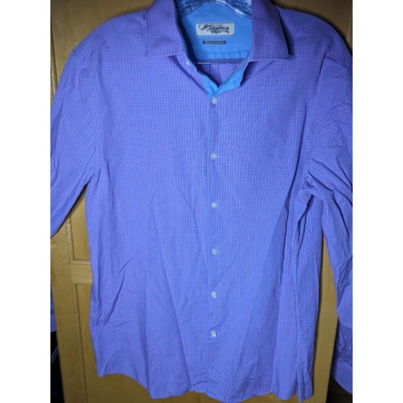 men’s SHORT sleeve button‎ down dress shirt penguin size Large heritage SLIM FIT - Picture 1 of 5